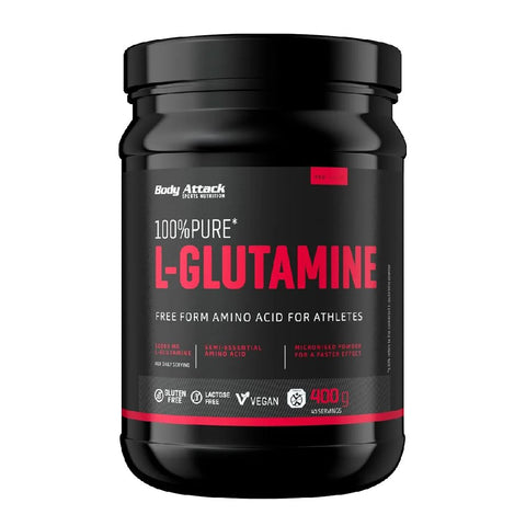 100% Pure L - Glutamine, 400g, pudra, Body Attack, Supliment alimentar pentru recuperare 1