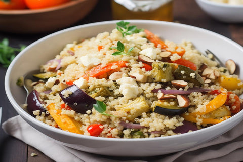 2. Salate de quinoa retete – ce poti adauga pentru a obtine variante delicioase si sanatoase_farfurie alba, salata, legume, quinoa 5