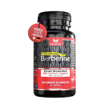 Berberine 600 mg 60 capsule vegane, Boost4Life, Extract standardizat din radacini de Berberis vulgaris