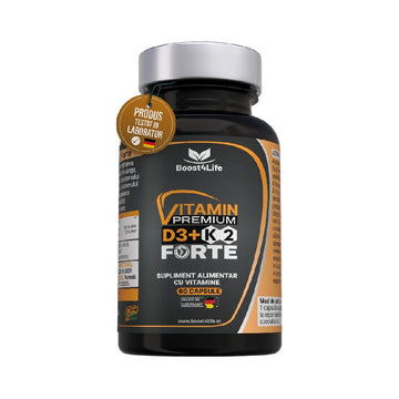 Vitamina D3 + k2 60 capsule moi, Boost4Life, Vitamina D3 5000Iu si Vitamina K2
