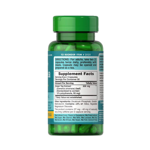 Standardized Green Tea Extract 315mg, 100 capsules, Puritan's Pride, Health Food Supplement