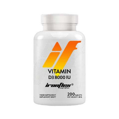 Vitamina D3 8000IU 200 tablete, Ironflex, Supliment alimentar pentru oase puternice si sistem imunitar sanatos