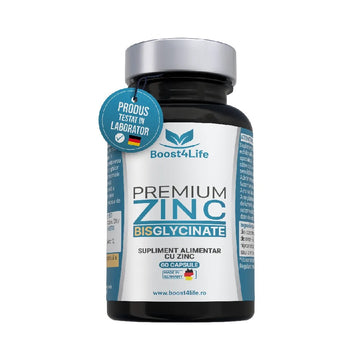 Zinc Bisglicinat 60 capsule vegane, Boost4Life, Zinc sub forma de bisglicinat