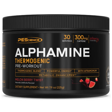Pre-workout Alphamine 225g, pudra, PEScience, Supliment alimentar de tip pre-workout cu cofeina 1