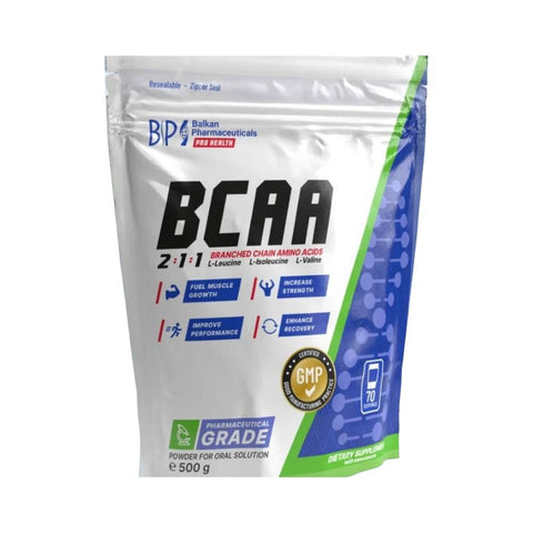 BCAA | BCAA 2:1:1 pudra, 500g, Balkan Pharmaceuticals, Aminoacizi cu catena ramificata pentru refacere 0