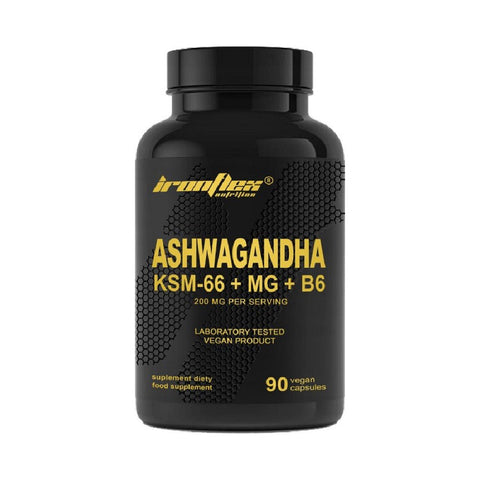 Ashwagandha KSM - 66+MG+B6, 90 capsule, Ironflex, Supliment alimentar anti - stres 1