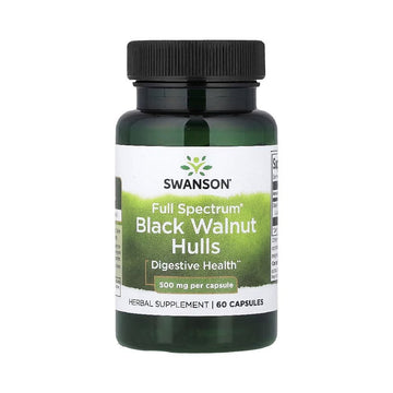 Digestie Black Walnut Hulls (Coaja de nuca neagra) 500mg, 60 capsule, Swanson, Supliment alimentar pentru sanatate 1