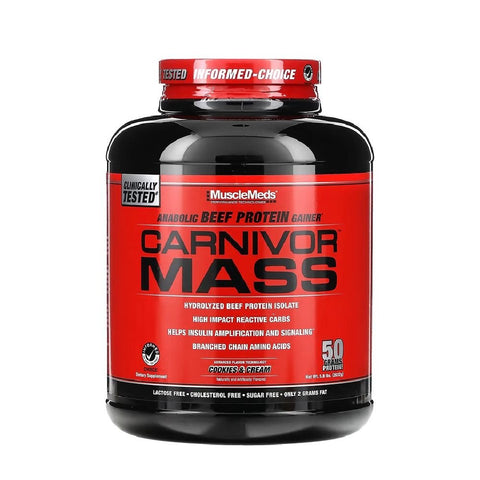 Gainer Carnivor Mass 2.6kg, pudra, MuscleMeds, Mix pentru crestere masa musculara 1
