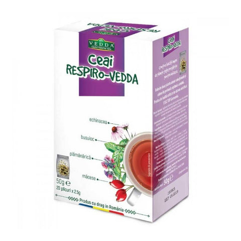 Vedda | Ceai Respiro-Vedda, 20 plicuri, Vedda, Supliment alimentar pentru sistemul respirator 0