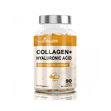 Colagen Colagen + Acid hialuronic 90vcapsule, True Health, Supliment colagen bovin pentru hidratarea pielii si sanatatea articulatiilor 1