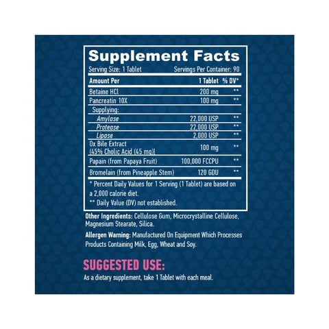 Digestie | Complex de Enzime digestive, 90 tablete, Haya Labs, Supliment alimentar pentru digestie 1