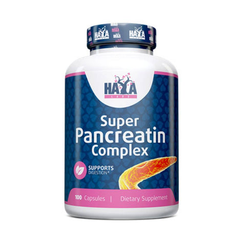 Digestie | Super Pancreatin Enzymes, 100 capsule, Haya Labs, Supliment alimentar pentru digestie 0