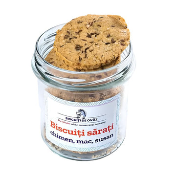 Dulciuri fara zahar | Biscuiti de ovaz sarati, 115g, Ohvaz, Cu chimen, mac si susan 0