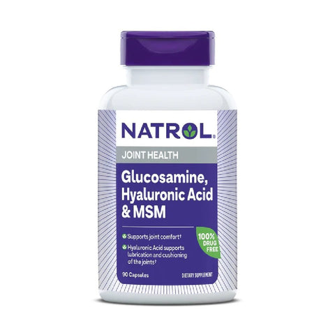 Glucozamina, acid hialuronic si MSM, 90 capsule, Natrol, Supliment pentru oase si articulatii 1