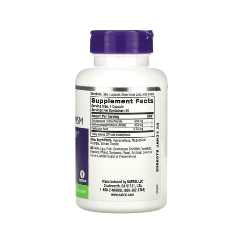 Glucozamina, acid hialuronic si MSM, 90 capsule, Natrol, Supliment pentru oase si articulatii 2