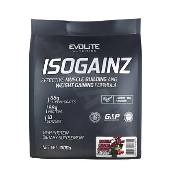 Gainer Isogainz 1kg, pudra, Evolite, Mix pentru crestere masa musculara 1