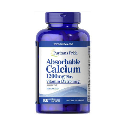 Puritan's Pride | Calciu Absorbabil 1200mg Plus Vitamina D3 25mcg, 100 capsule, Puritan's Pride, Supliment sanatate osoasa 0