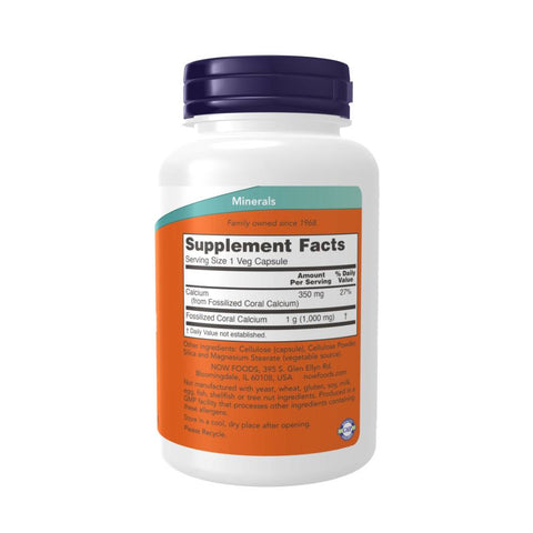 Now Foods | Calciu coral 1000mg, 100 capsule, Now Foods, Supliment sanatate osoasa 1