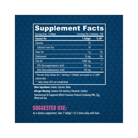 Acizi grasi Omega | Omega 3 1000mg, 100 capsule, Haya Labs, Acizi grasi din ulei de peste 1