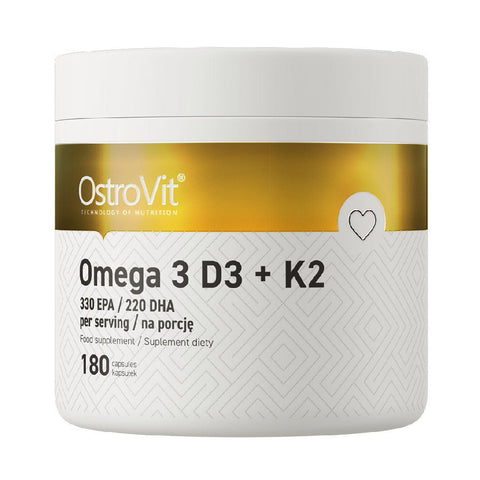 Acizi grasi Omega | Omega 3 D3+K2 1000mg, 180 capsule, Ostrovit, Supliment pe baza de ulei de peste 0