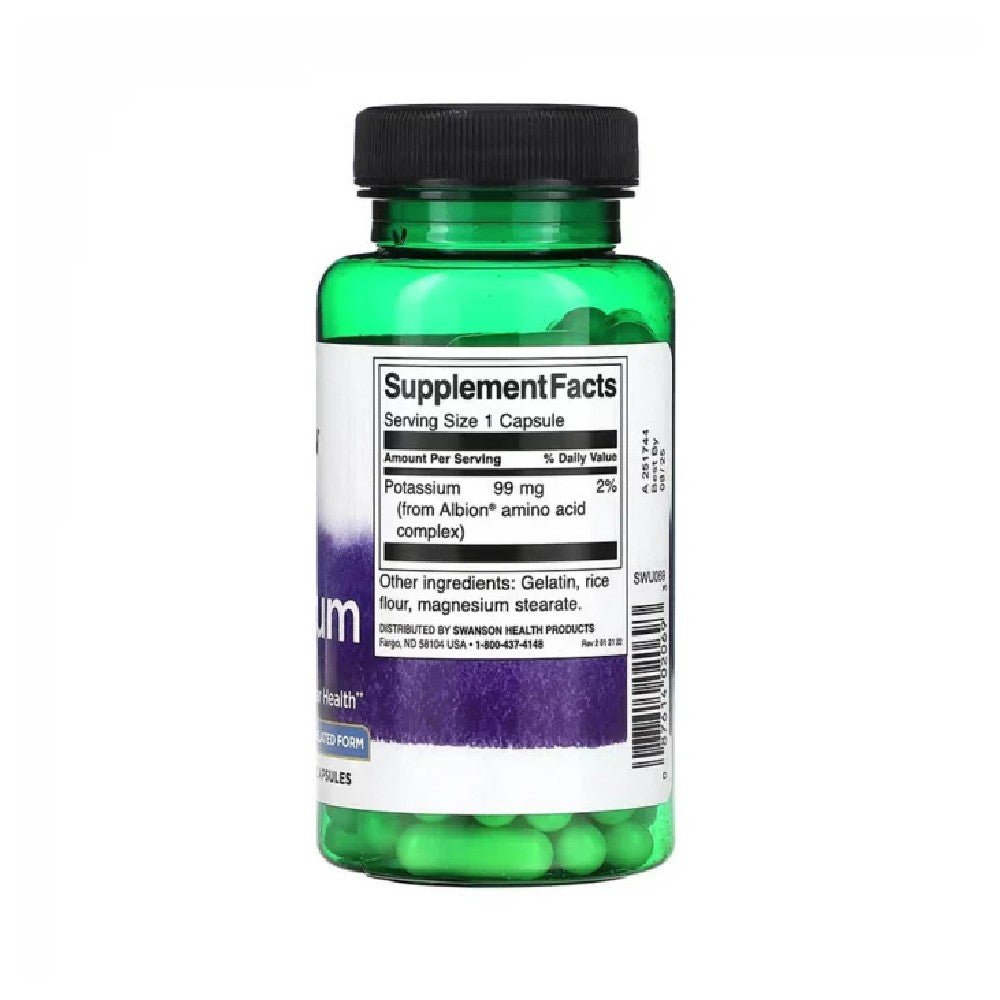 Potasiu Albion 99mg, 90 capsule, Swanson, Supliment alimentar pentru sanatate 2