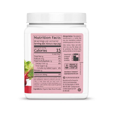 Pulbere organica de sfecla rosie 360g, pudra, Sunwarrior, Supliment alimentar pentru sanatate 2