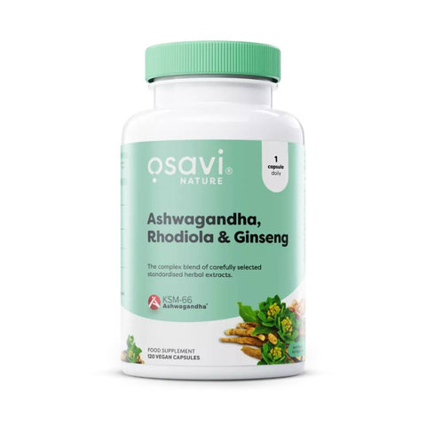 Suplimente antistres | Ashwagandha, Rhodiola & Ginseng, 120 capsule, Osavi, Supliment alimentar pentru sanatate 0