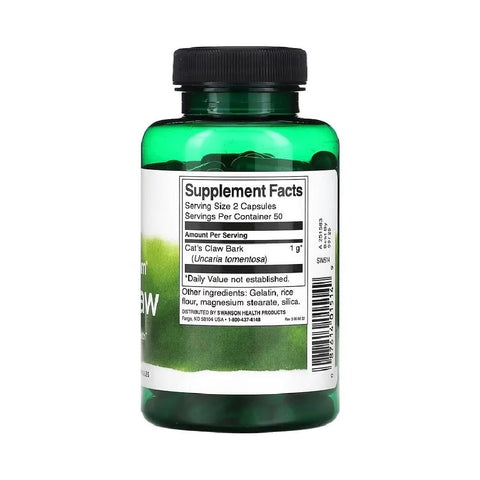 Suplimente sanatate Cat's Claw (Gheara Pisicii) 500mg, 100 capsule, Swanson, Supliment alimentar pentru imunitate 2