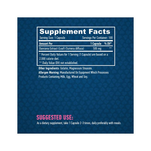 undefined | Extract de frunze de Damiana 500mg, 100 capsule, Haya Labs, Supliment antioxidanti sportivi 1