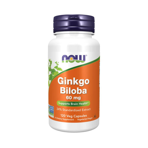 Stimulatoare focus | Extract de Ginkgo Biloba 60mg, 120 capsule, Now Foods, Supliment alimentar pentru sanatate 0