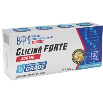 Suplimente antistres | Glicina Forte 300mg, 30 capsule, Balkan Pharmaceuticals, Supliment alimentar anti-stres 0
