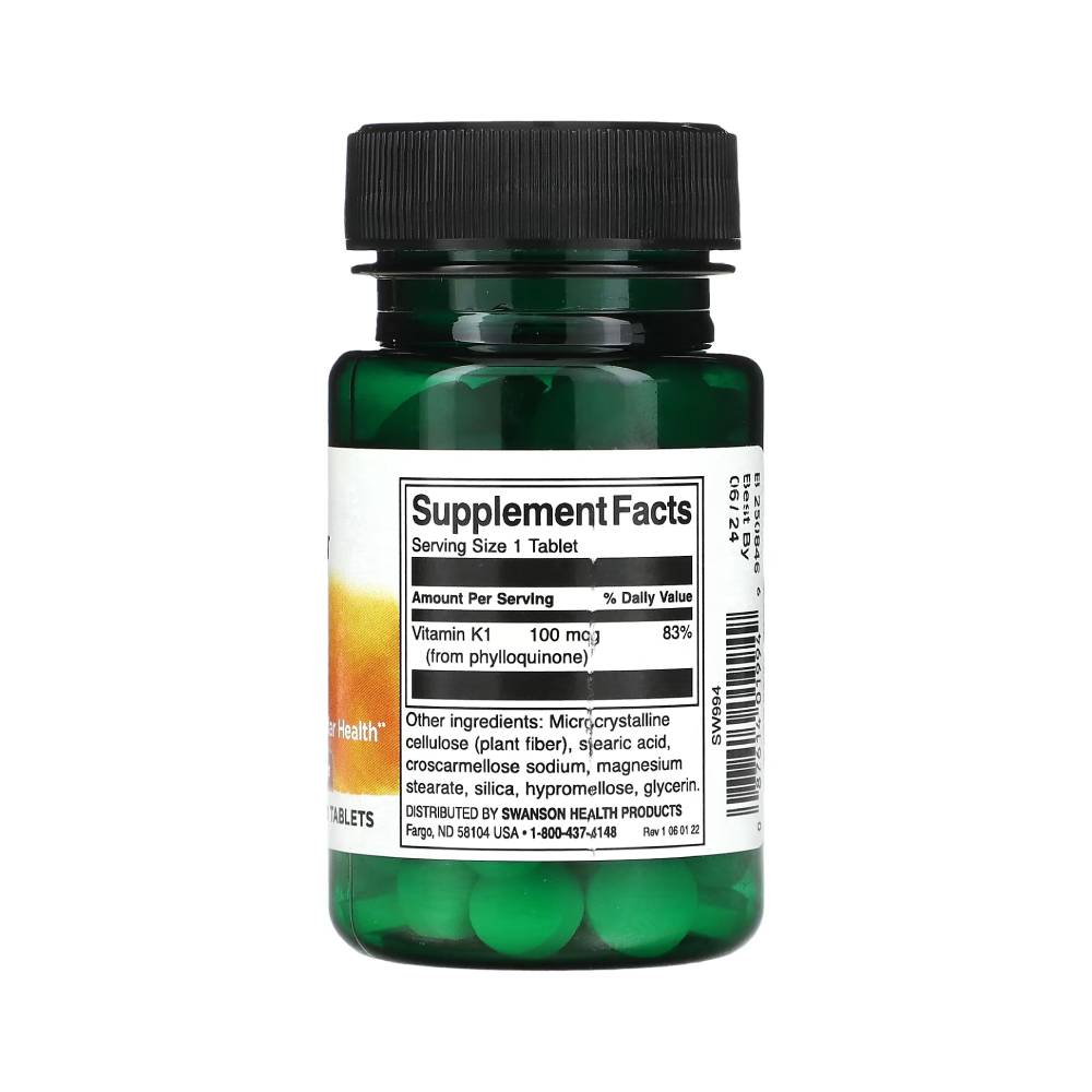 Vitamina K1 100mcg, 100 tablete, Swanson, Supliment alimentar pentru sanatate 2