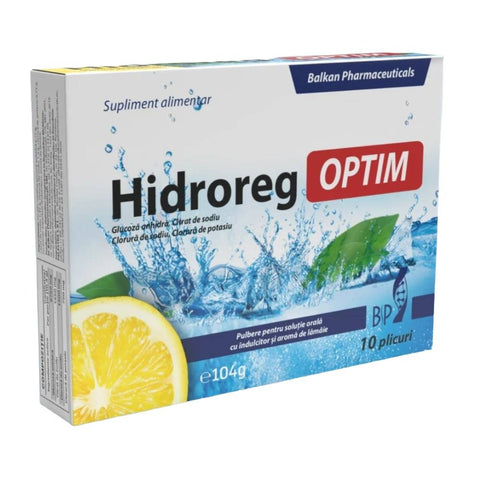 Minerale | Hidroreg OPTIM 10 plicuri (104g), Balkan Pharmaceuticals, Supliment alimentar pentru hidratare 0