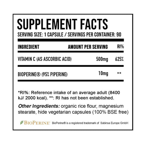 Vitamine si minerale Vitamina C 500mg, 90 capsule, DNA Sports, Supliment alimentar pentru sanatate 2