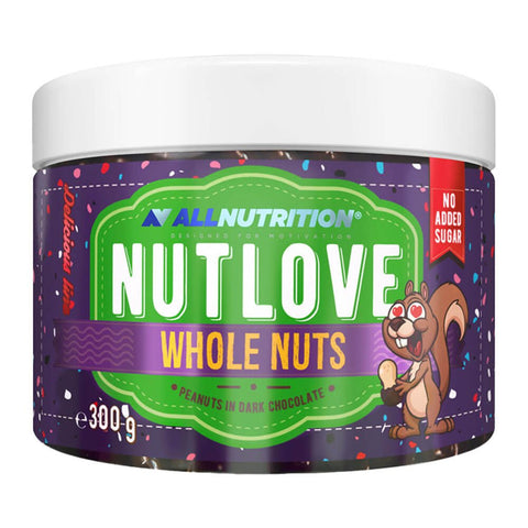 Allnutrition | Alune intregi invelite in ciocolata neagra 300g Nutlove 0