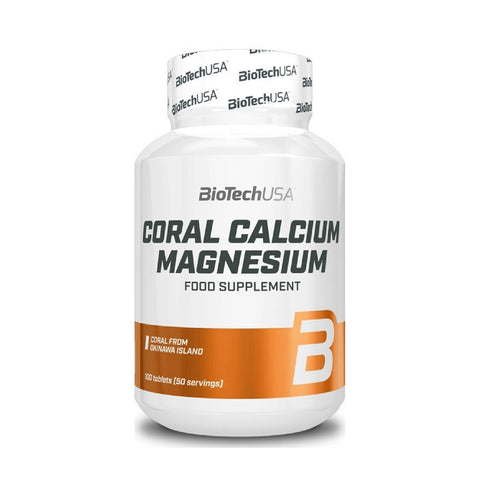 Suplimente pentru oase si articulatii | Coral calciu si magneziu, 100 tablete, BiotechUSA, Supliment alimentar pentru sanatatea oaselor 0