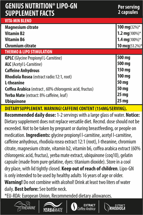 Arzatoare de grasimi LIPO - GN 90 capsule, Genius Nutrition, Arzator grasimi 2