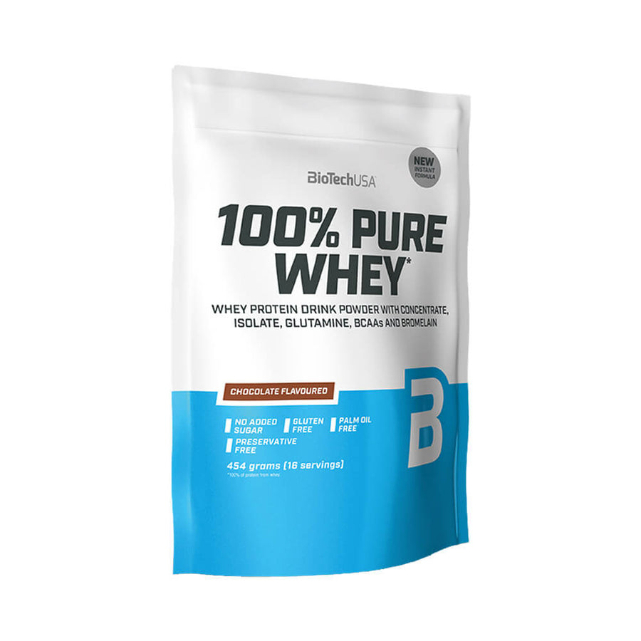 Suplimente antrenament | 100% Pure Whey 450g, pudra, Biotech USA, Concentrat si izolat proteic din zer 0