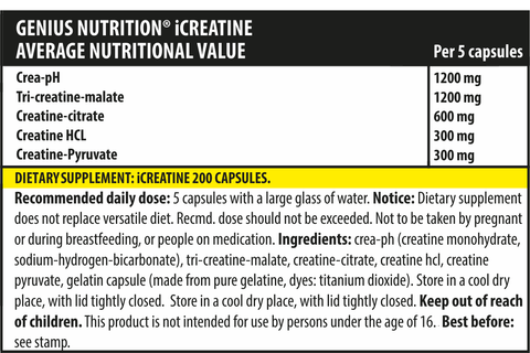 Creatina iCREATINA 200 capsule, Genius Nutrition, Supliment crestere masa musculara 2