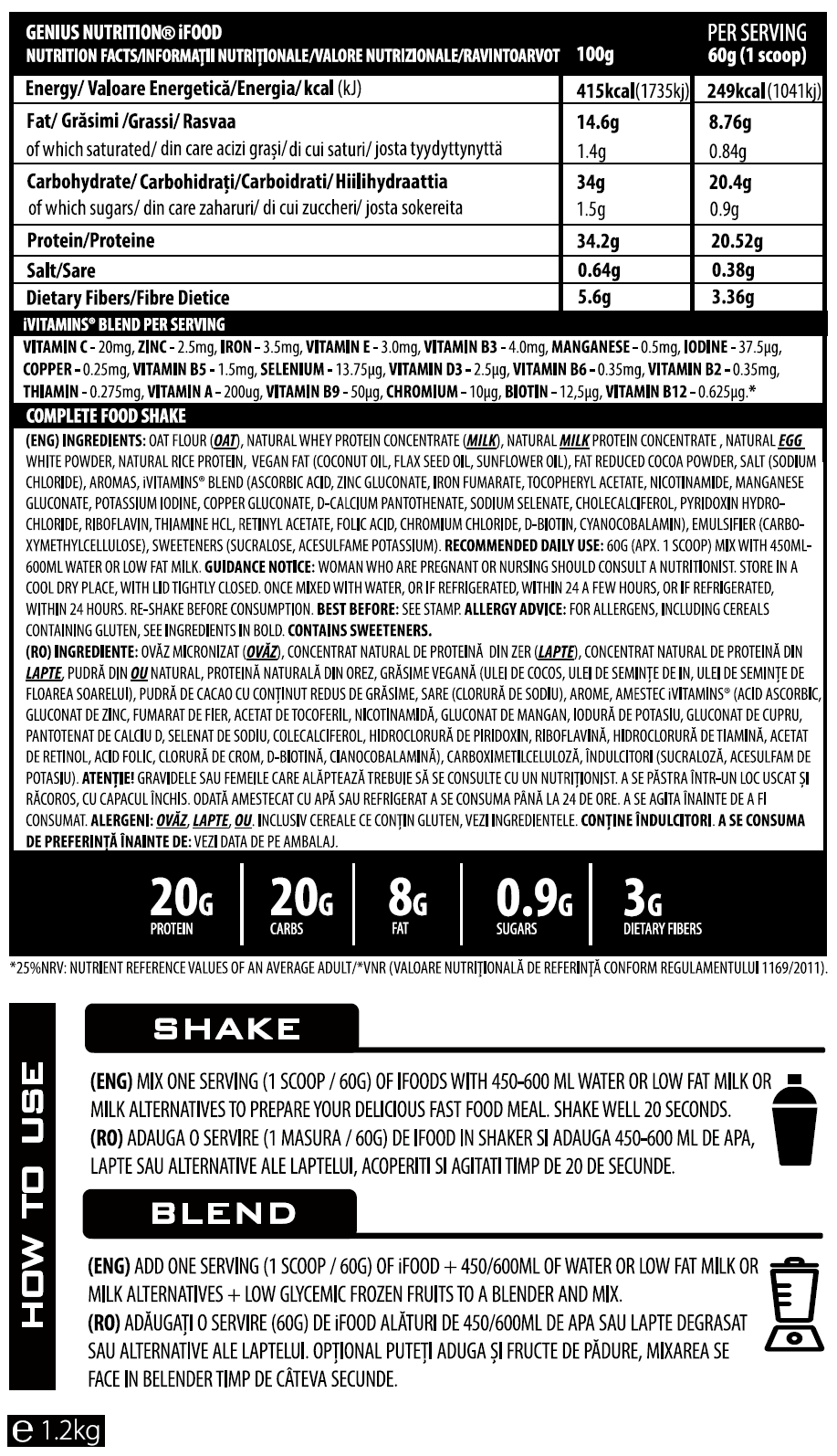 Alimente proteice | iFOOD, pudra, 1200g/20mese, Genius Nutrition, Inlocuitor masa 1