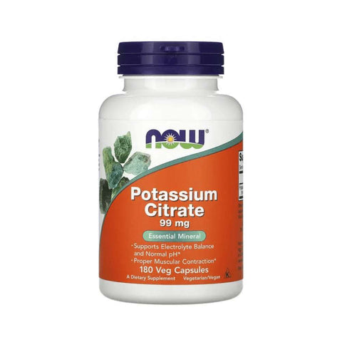 Vitamine si minerale | Citrat de potasiu 99mg, 180 capsule, Now Foods, Supliment pentru sanatate potrivit pentru vegani 0