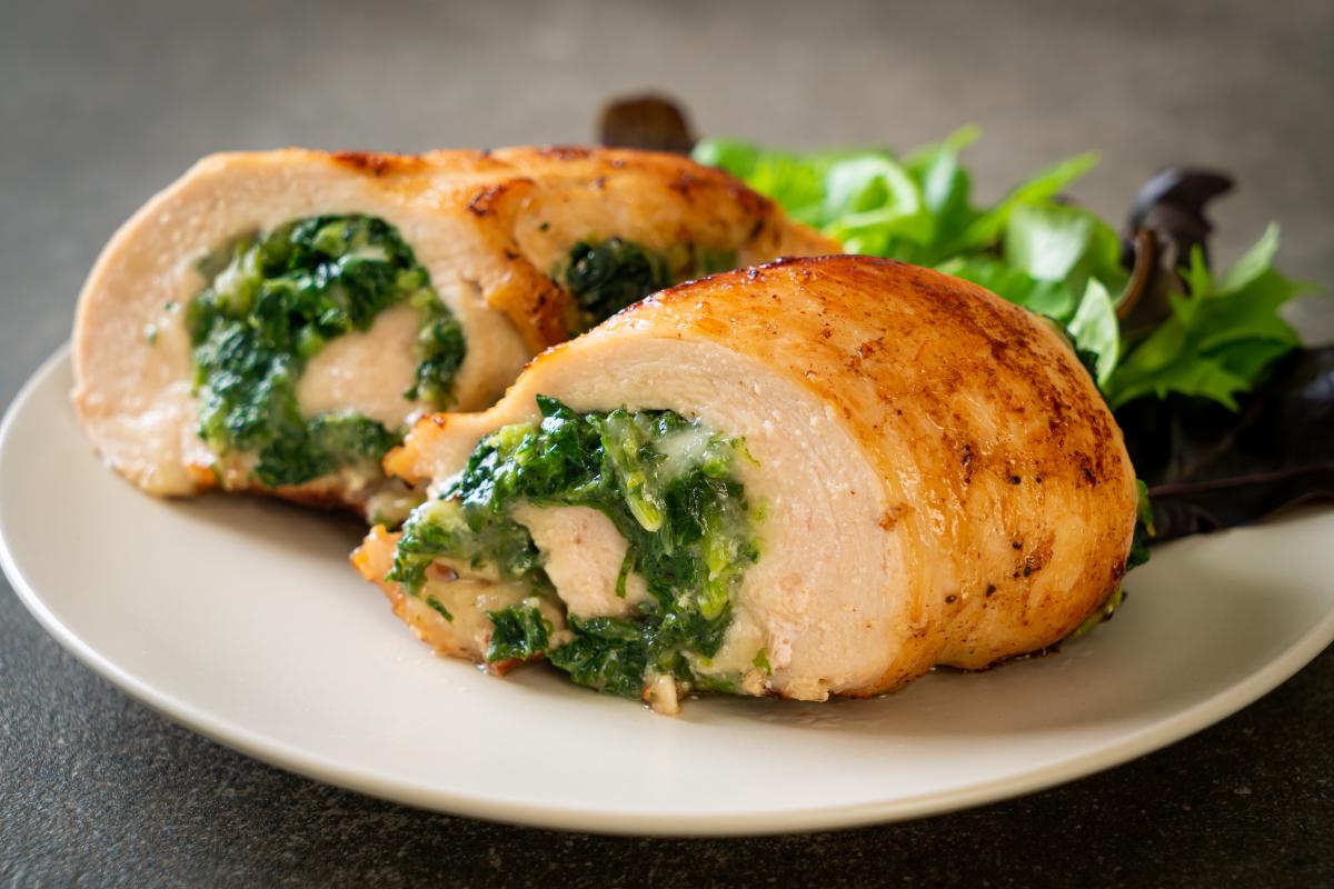1. Piept de pui cu spanac - mod de preparare_piept, spanac, farfurie, salata 1