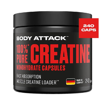 100% Pure Creatine Monohydrate 240 capsule, Body Attack, Creatina Monohidrata