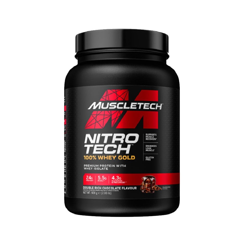 Nitro Tech 100% Whey Gold, pudra, 908g, Muscletech, Mix pentru crestere masa musculara