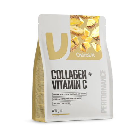 Colagen + Vitamina C 400g, pudra, Ostrovit, Supliment alimentar pentru oase, articulatii si piele