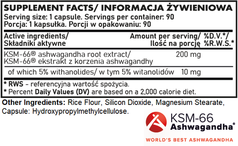 Ashwagandha KSM-66 200mg, 90 capsule, Phenom, Supliment alimentar cu extract de ashwagandha