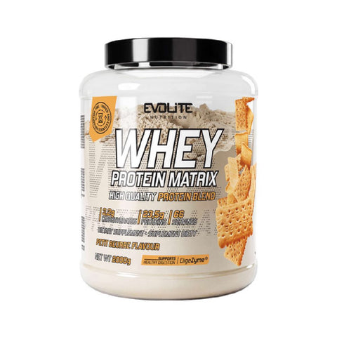 Whey Protein Matrix 2000g, pudra, Evolite, Proteine din lapte, complex enzimatic DigeZyme® si indulcitor