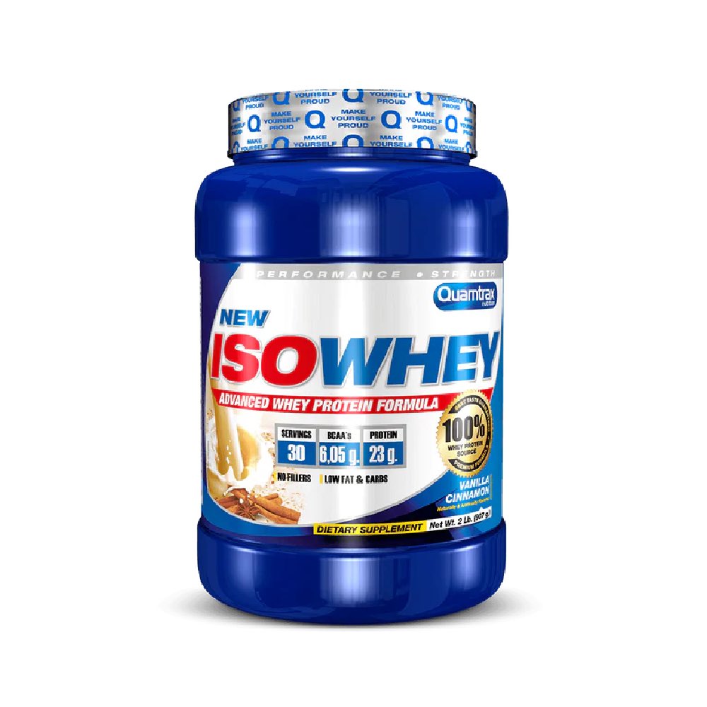 Iso Whey 907g, pudra, Quamtrax, Izolat proteic din zer