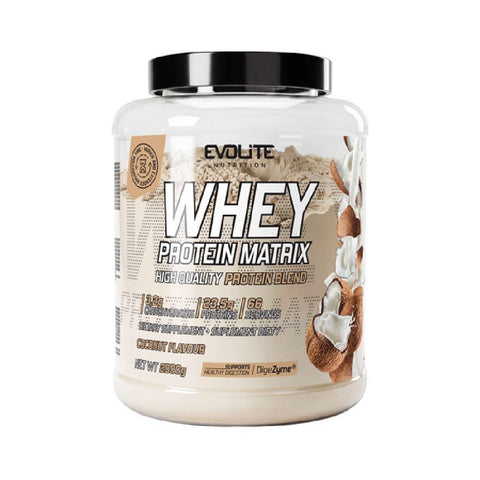 Whey Protein Matrix 2000g, pudra, Evolite, Proteine din lapte, complex enzimatic DigeZyme® si indulcitor