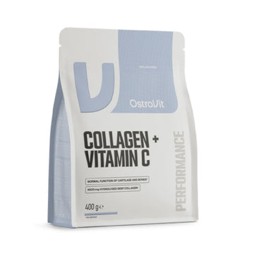 Colagen + Vitamina C 400g, pudra puritate inalta, Ostrovit, Supliment alimentar pentru oase, articulatii si piele
